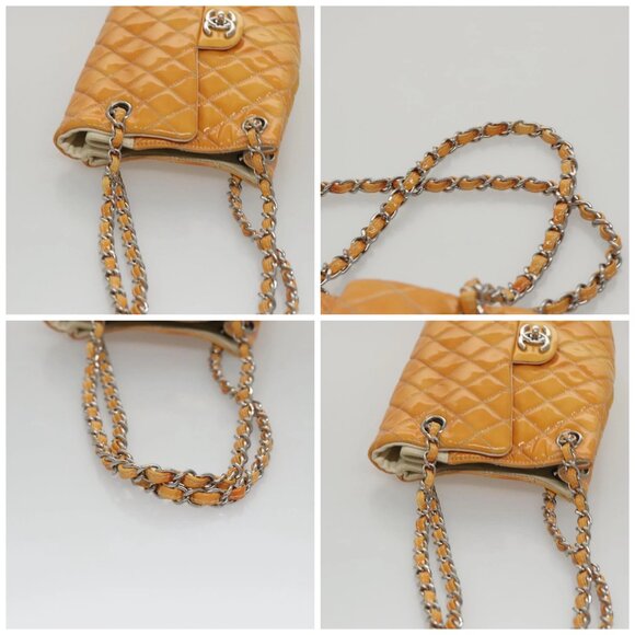 CHANEL Matelasse Chain Shoulder Bag Enamel Yellow CC Auth 106418 - Picture 16 of 16